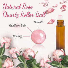 Warmify close-up of rose quartz roller ball providing smooth cooling application