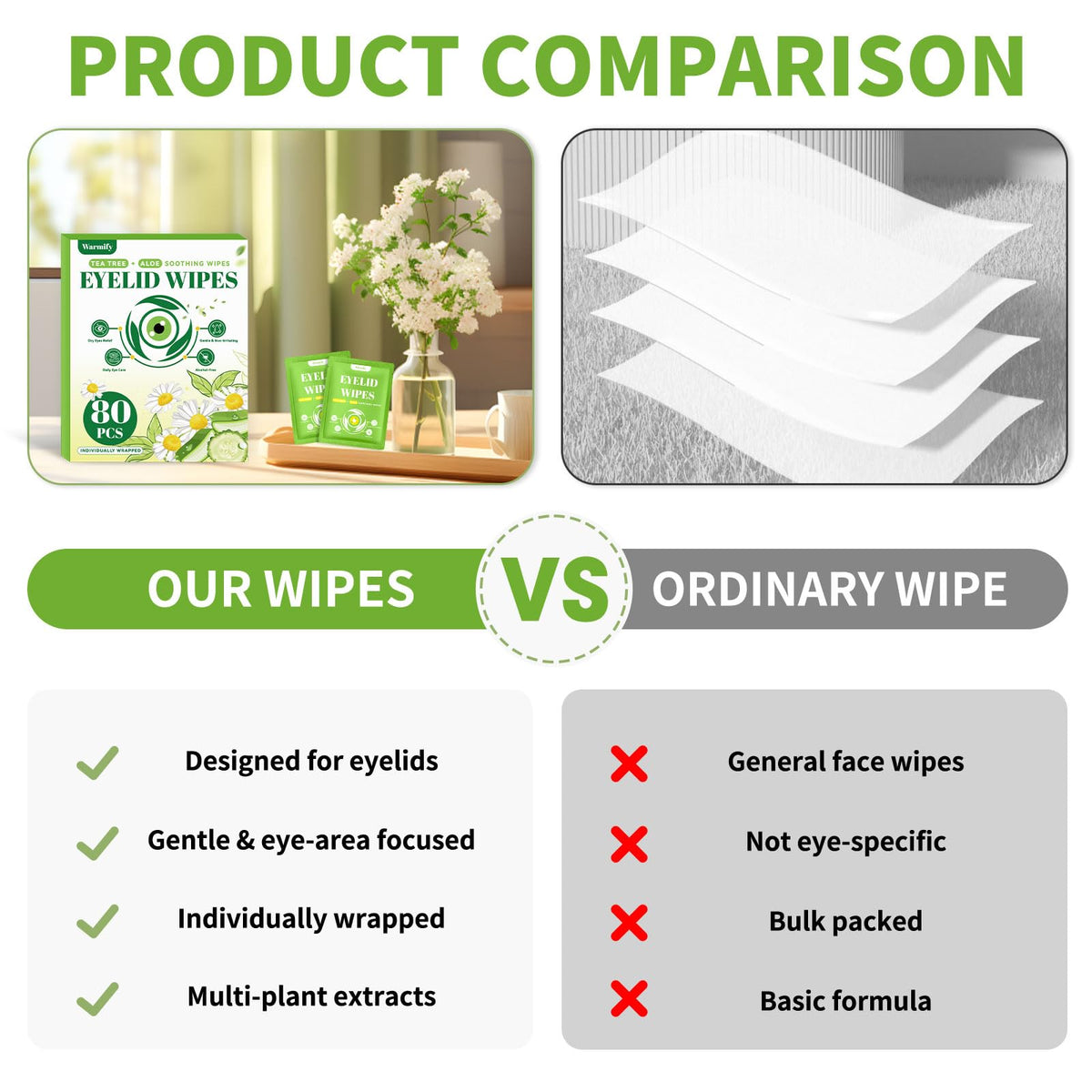 Warmify wipes inside a travel bag showing easy on-the-go eye care