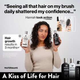Watermans lifestyle bathroom display showing routine-ready haircare confidence benefit
