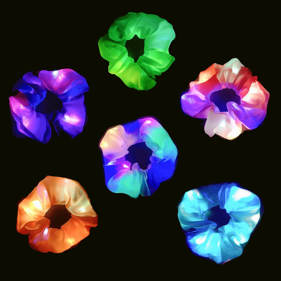 WATETTY front packaging showing six colorful LED scrunchies and benefits