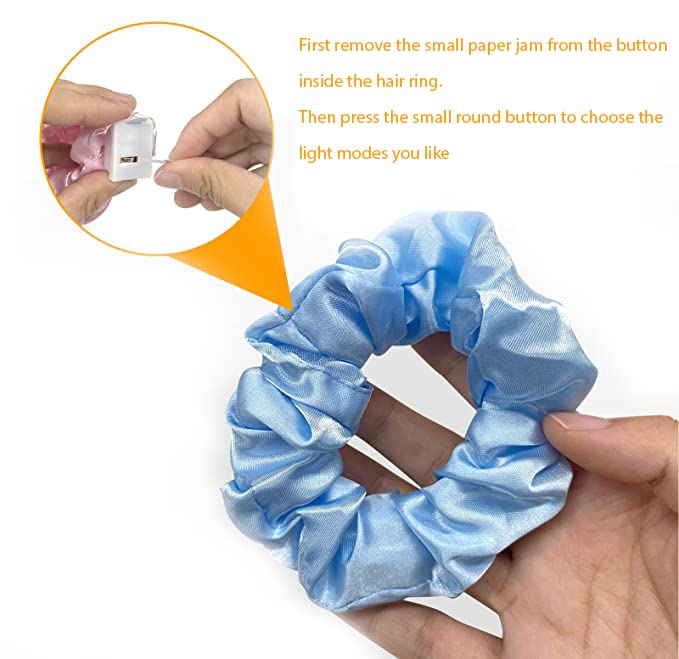 WATETTY scrunchie next to a hand showing real-life size and fit