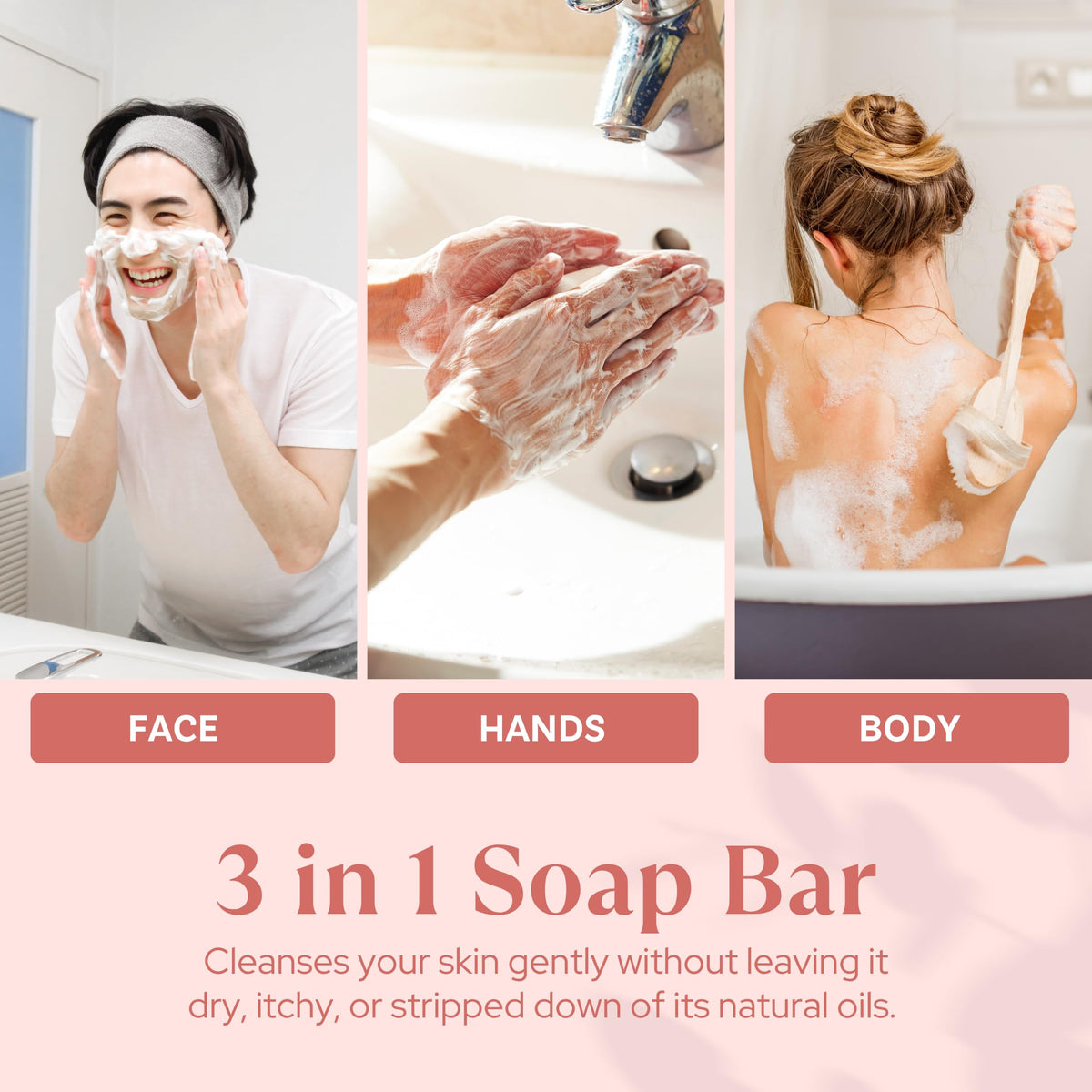 Wavertree & London soap in wet hands demonstrating gentle cleansing and rich foam