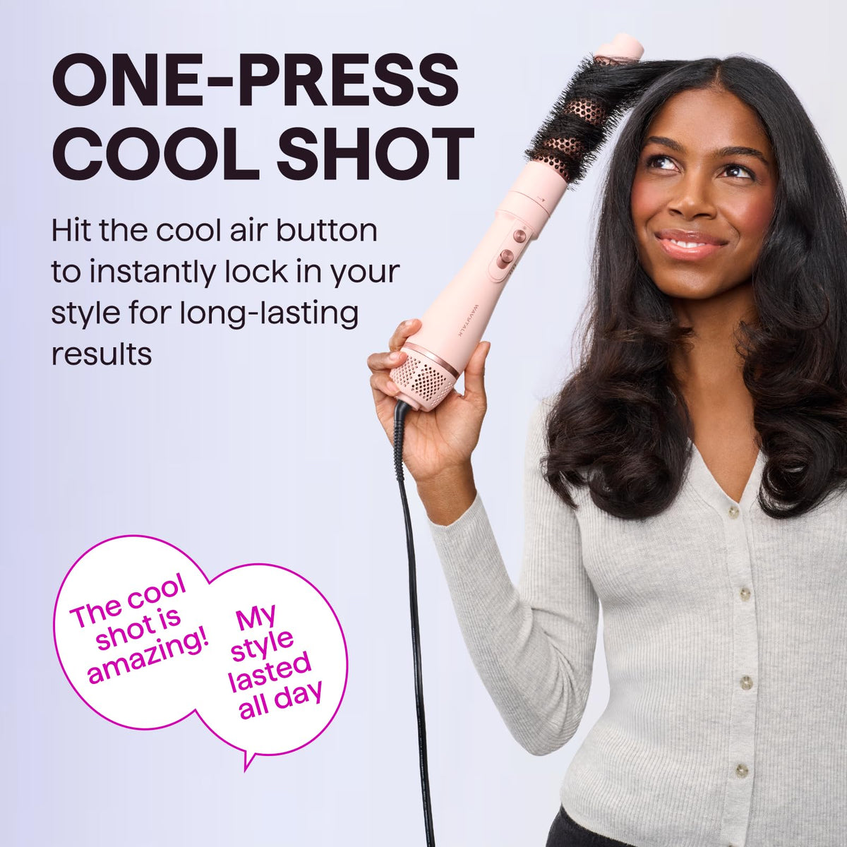 wavytalk stylist using Air Sculpt on long hair for fast one-handed salon-style results benefit