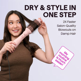 wavytalk close-up of 2.4-inch oval brush bristles for root lift and added volume benefit
