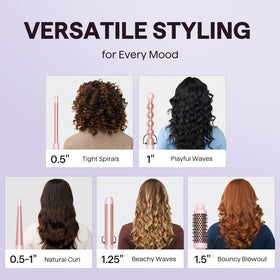wavytalk close-up of four interchangeable ceramic barrels for varied curls