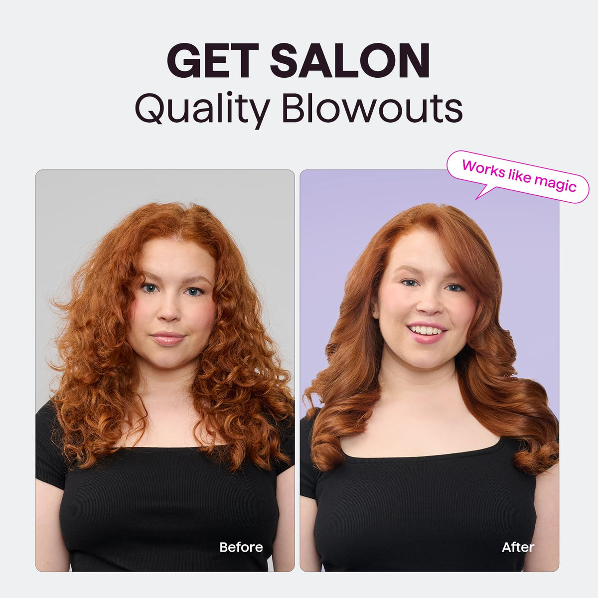 wavytalk before and after hair comparison illustrating frizz reduction and shine