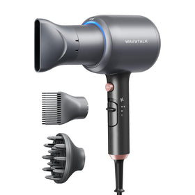 wavytalk front view grey dryer showing compact design and fast drying benefit