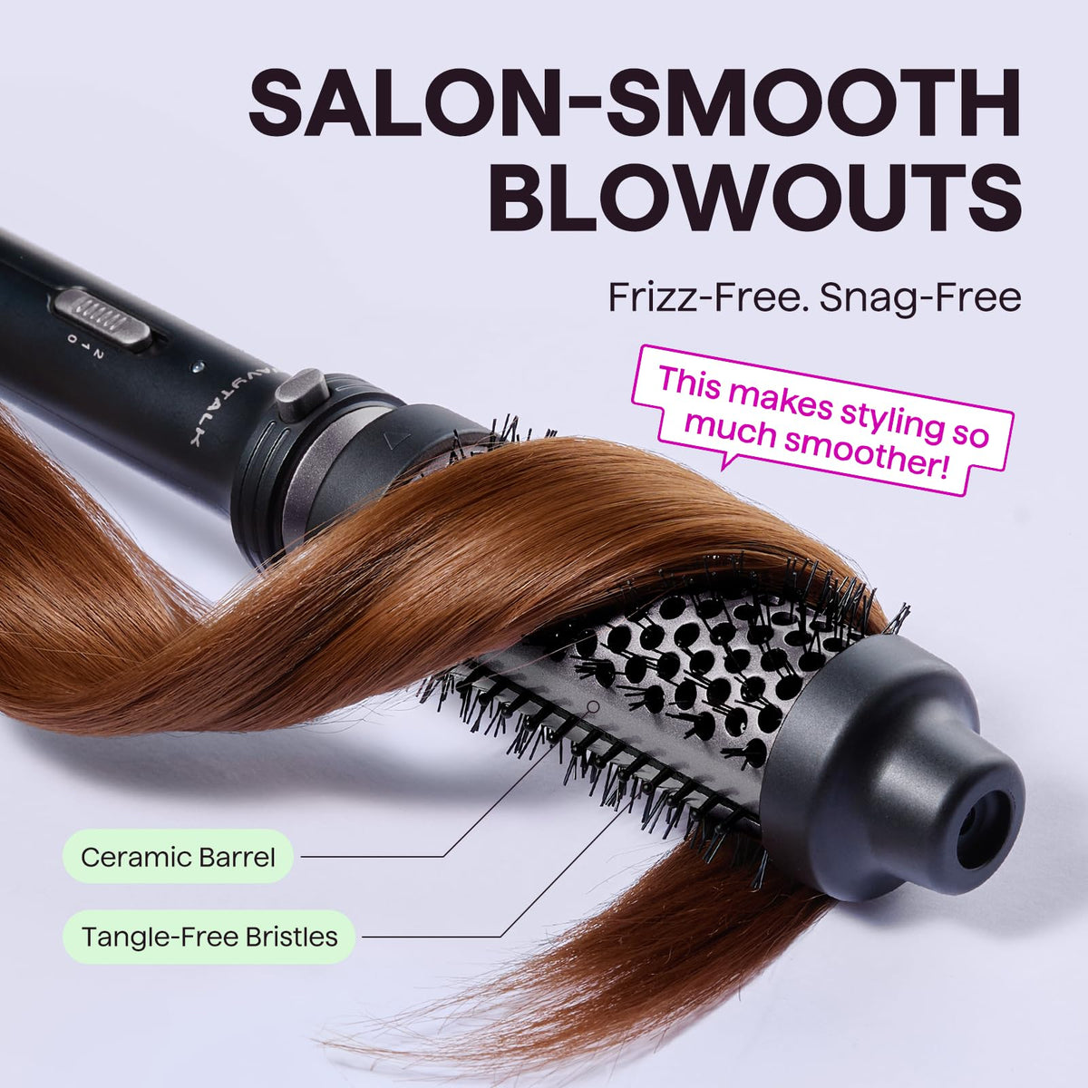 wavytalk extended bristles detail gripping hair smoothly to create volume and curl