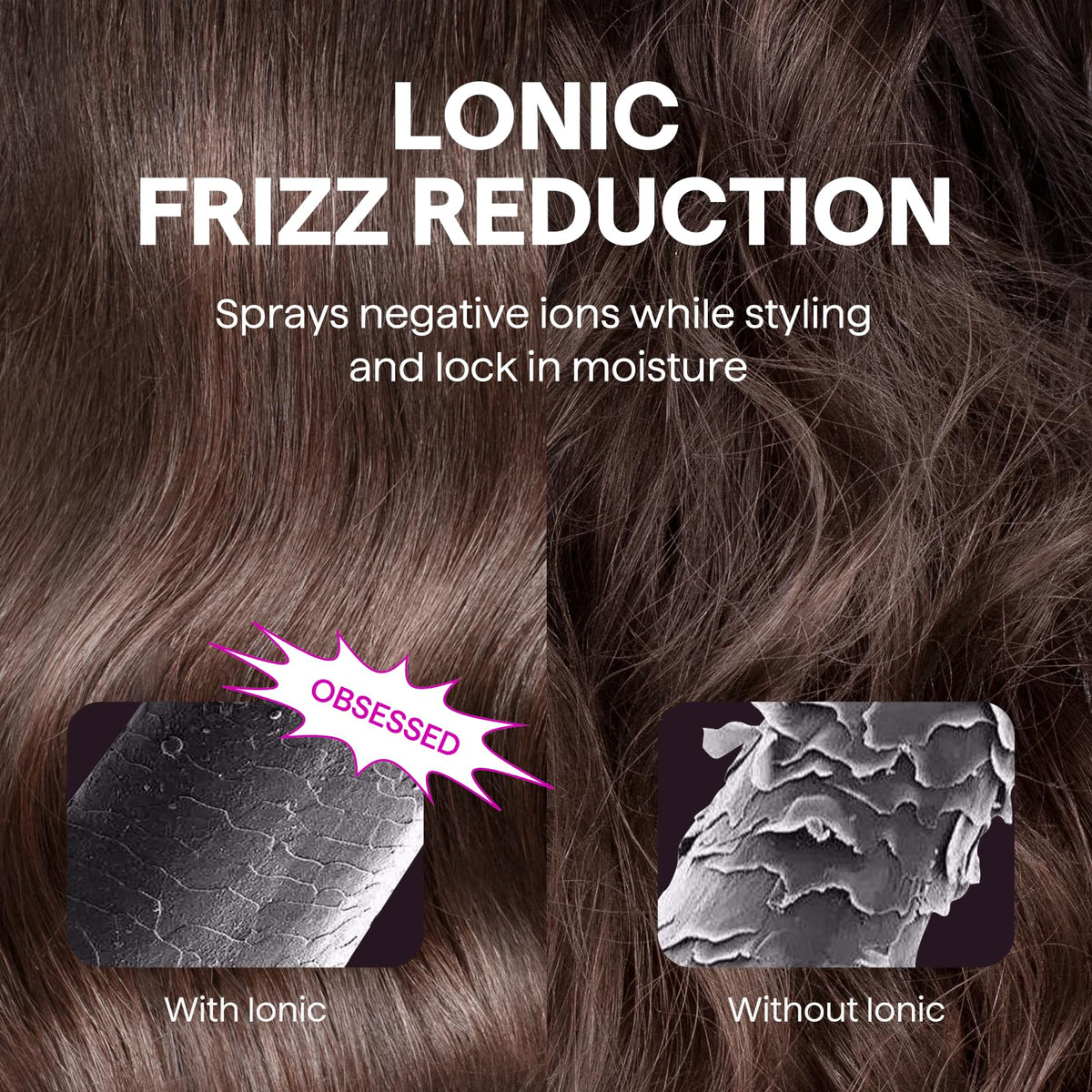 wavytalk close-up of ceramic barrel showing even heat distribution for frizz control