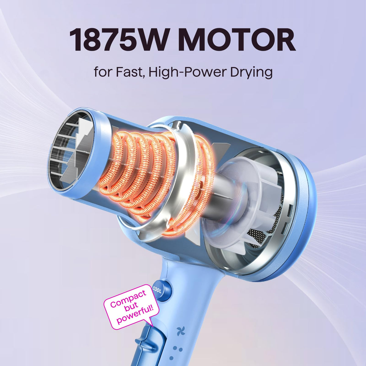 Wavytalk concentrator nozzle detail enabling precise airflow for styling