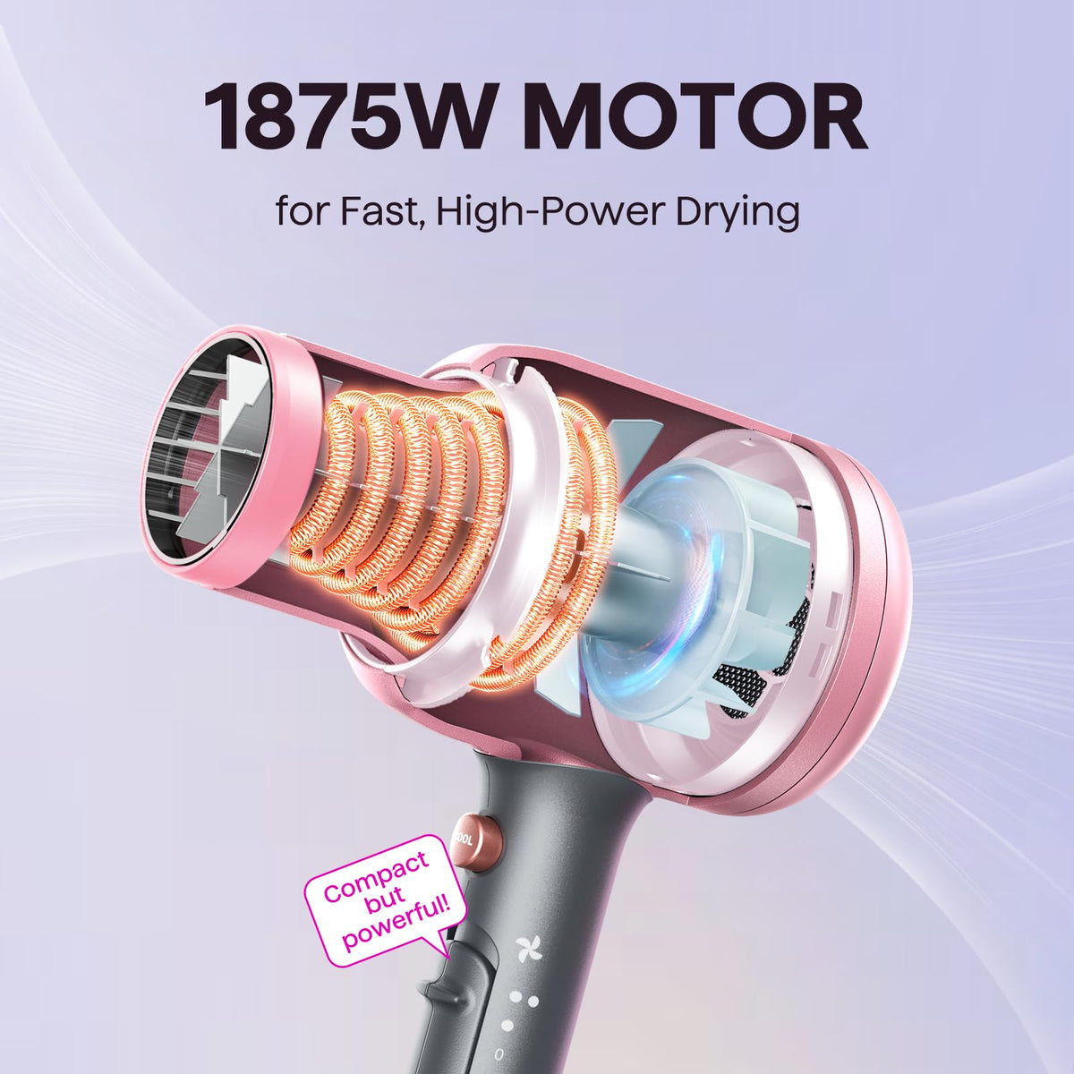 Wavytalk concentrator nozzle close-up for precision styling and smoother sections