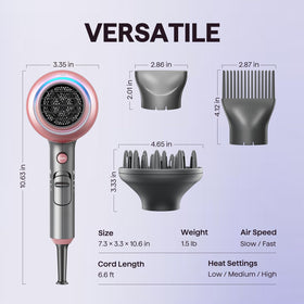 Wavytalk dryer held in hand to show compact size and light weight convenience