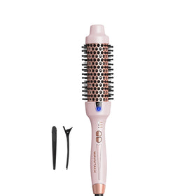 wavytalk front view of brush showing millennial pink finish and ergonomic grip for styling ease