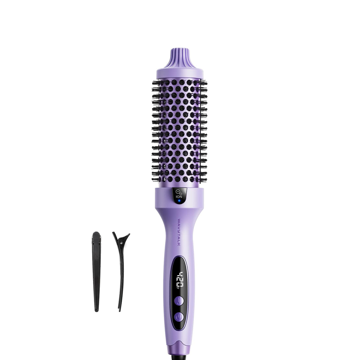 wavytalk front packaging showing purple heated brush and benefits