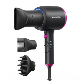 wavytalk hair dryer front view showing sleek design and fast drying benefit