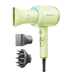 wavytalk front view green hair dryer showing sleek design and fast drying