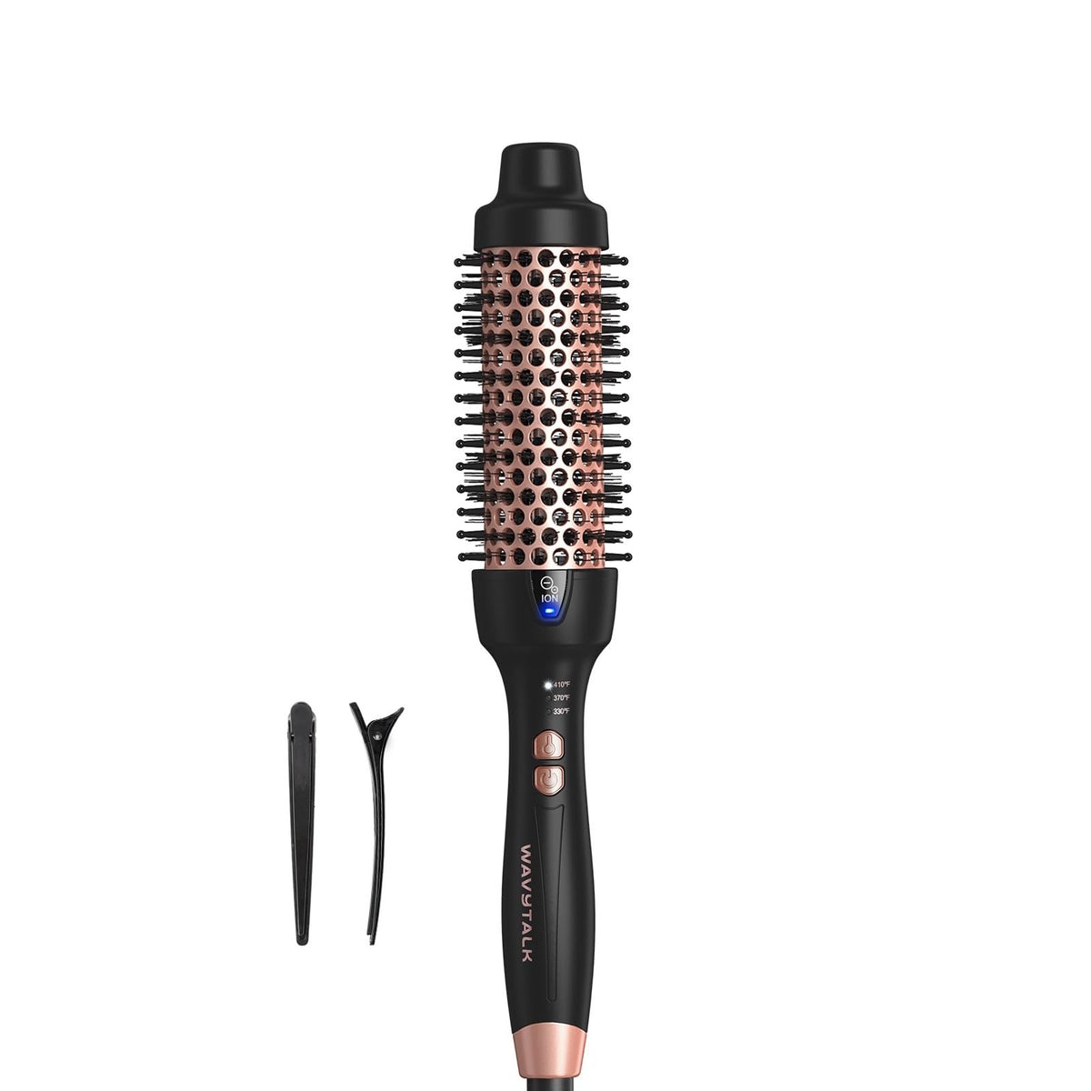 wavytalk front view of thermal brush showing sleek design and easy styling