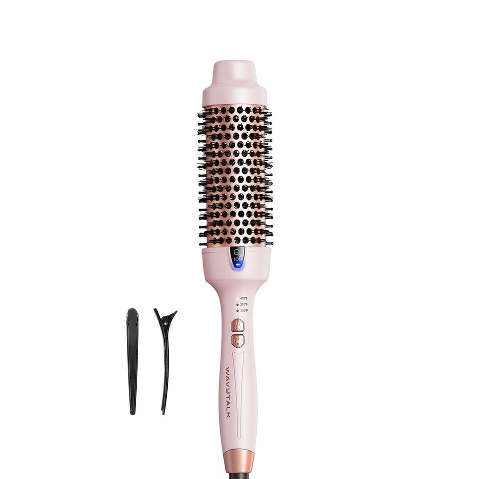 wavytalk front view of thermal brush showing compact design and instant styling benefit