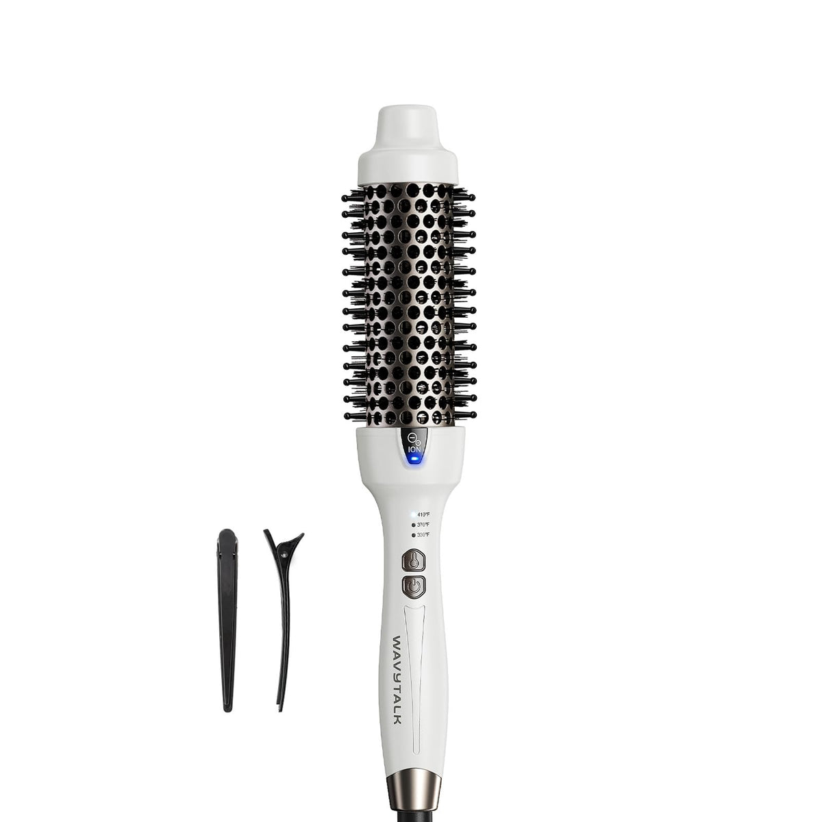 wavytalk front view showing brush shape and ergonomic handle for easy styling