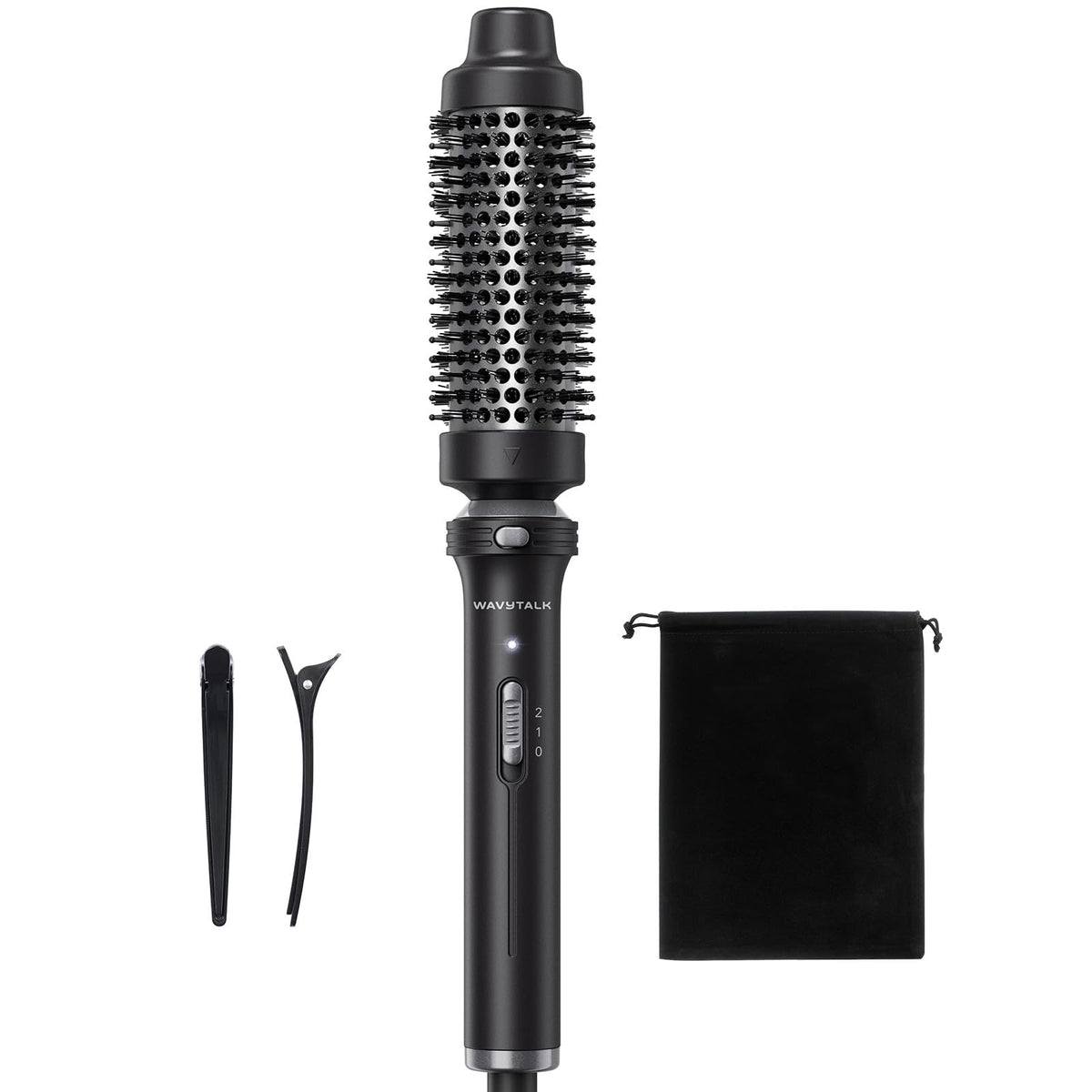 wavytalk front view showing sleek black finish and ergonomic handle for comfortable styling