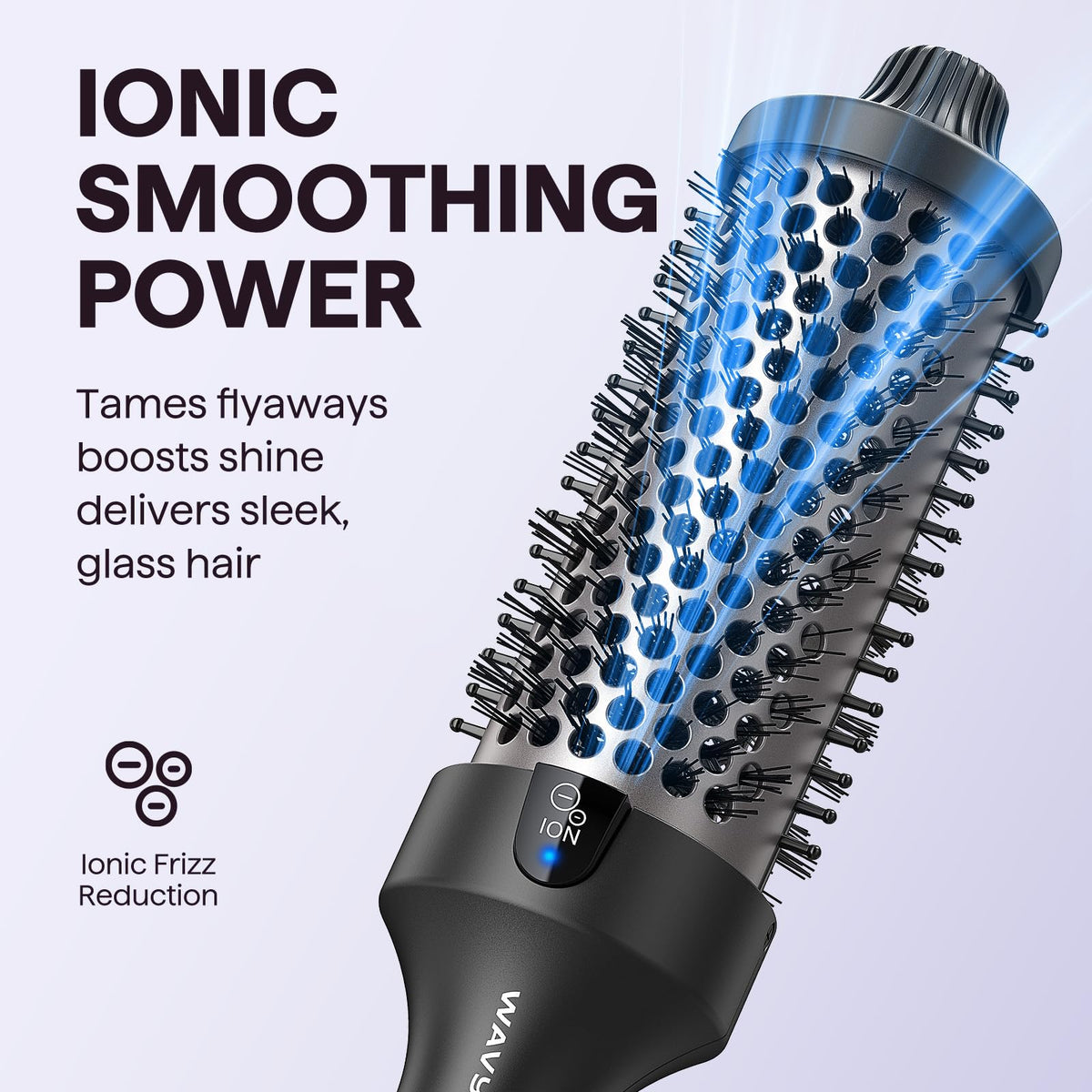 wavytalk detail of elongated heated bristles that grip hair and reduce brushing passes