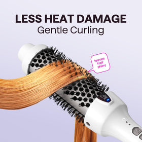 wavytalk brush styling hair in hand demonstrating quick curl and volume