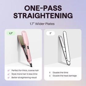 wavytalk straightening long hair in one wide pass showing efficiency and smoother finish benefit