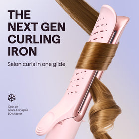 wavytalk curling action on a strand demonstrating faster curl set benefit