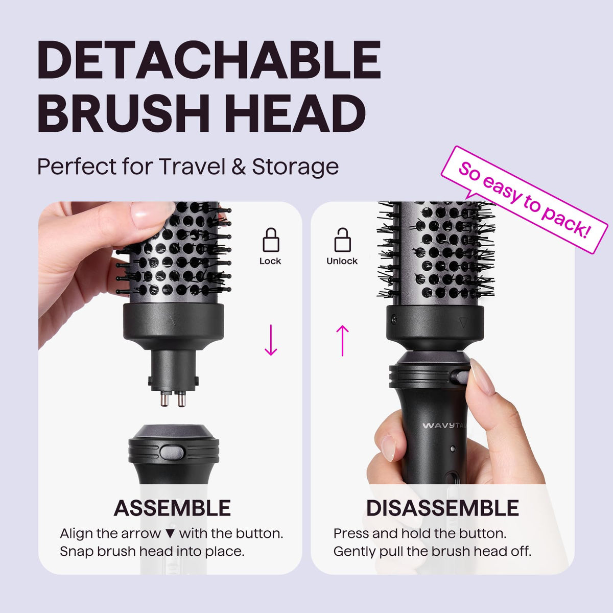 wavytalk velvet pouch protecting brush during travel and keeping accessories organized