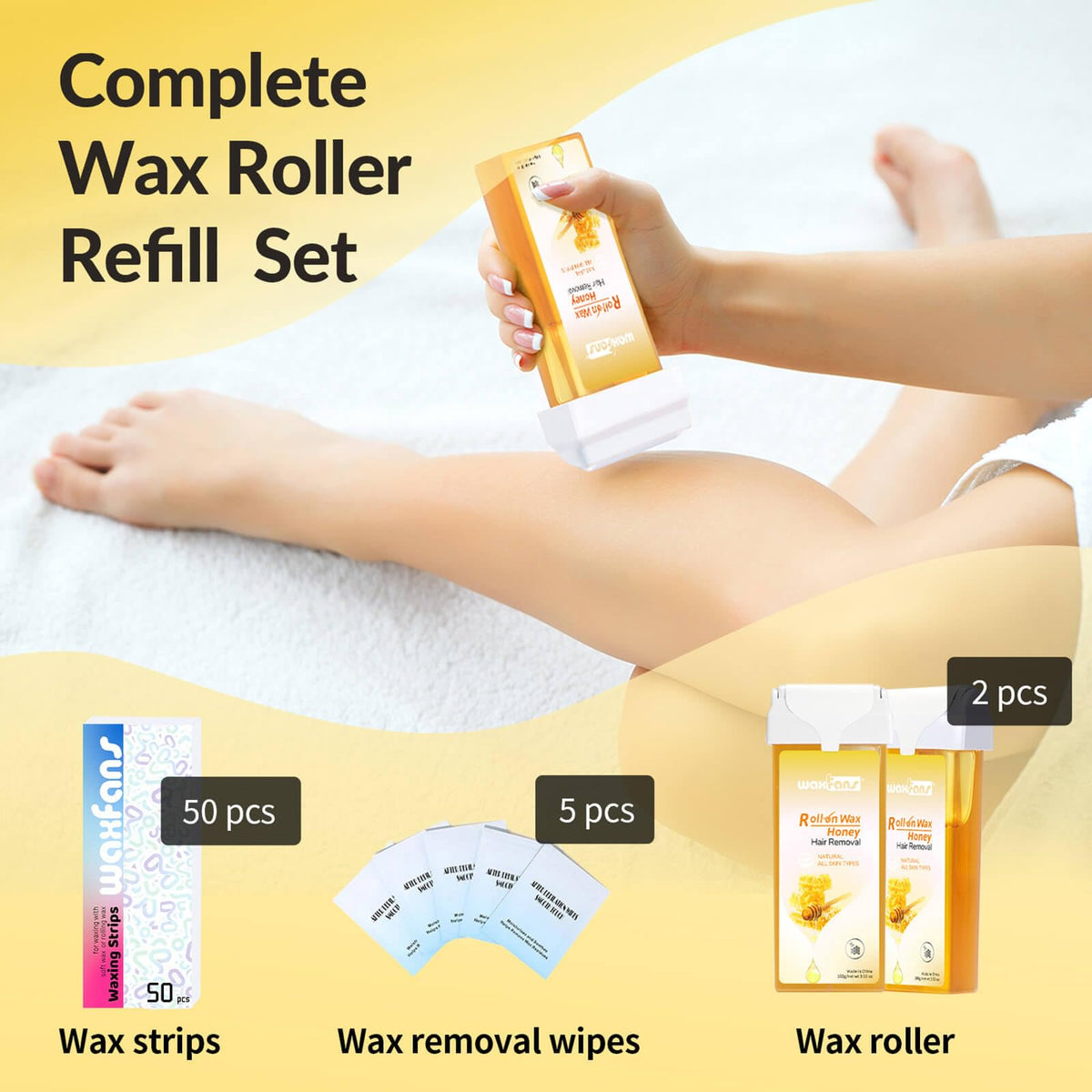 waxfans lifestyle bathroom setup with roll-on heater ready for convenient waxing