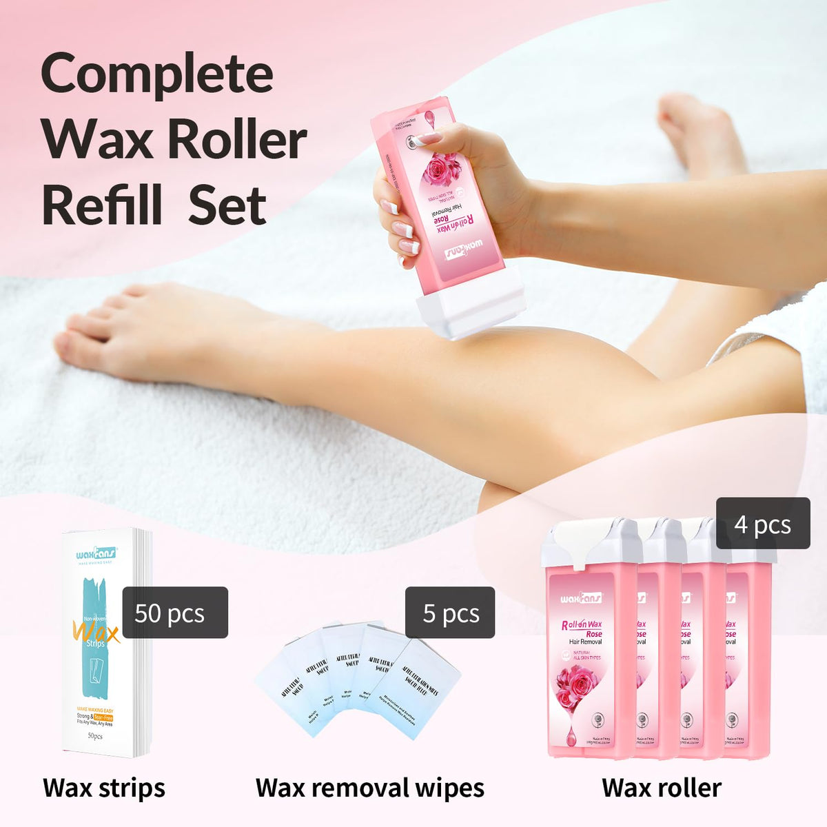 waxfans bathroom vanity lifestyle shot showing at-home waxing convenience and care