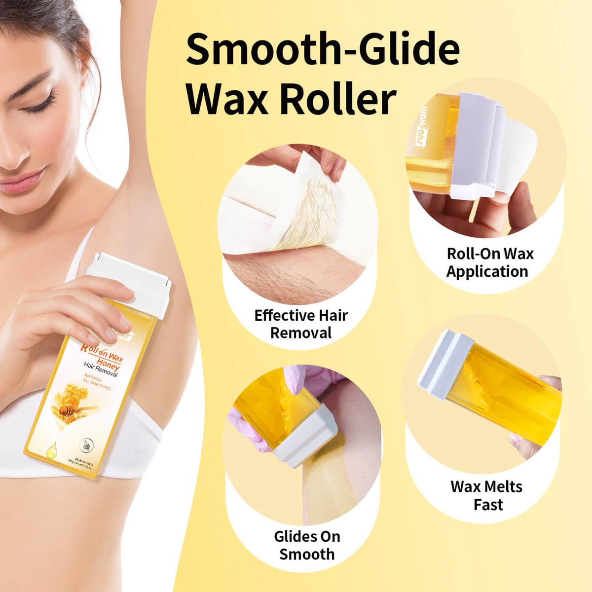 waxfans roller head close-up displaying smooth applicator for even wax coverage