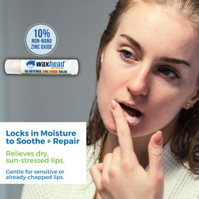 Waxhead lip balm on surfboard showing water-resistant protection during surfing