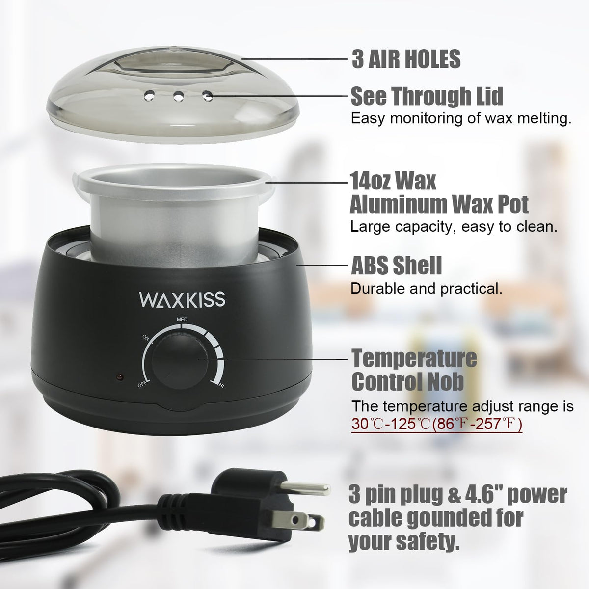 waxkiss aluminum pot closeup highlighting removable non-stick surface for easy cleaning