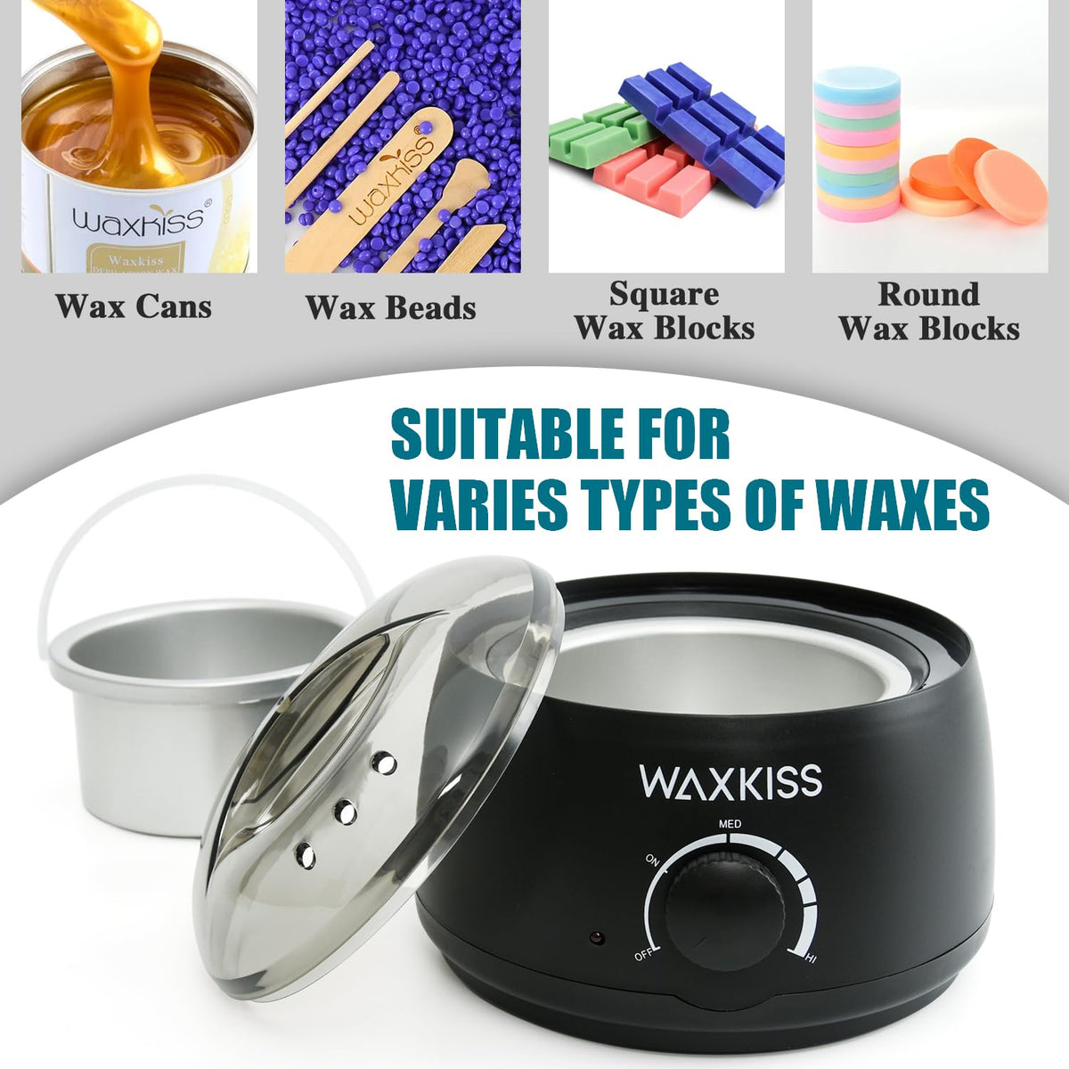 waxkiss wax melting jar inside visible through lid ensuring consistent wax texture