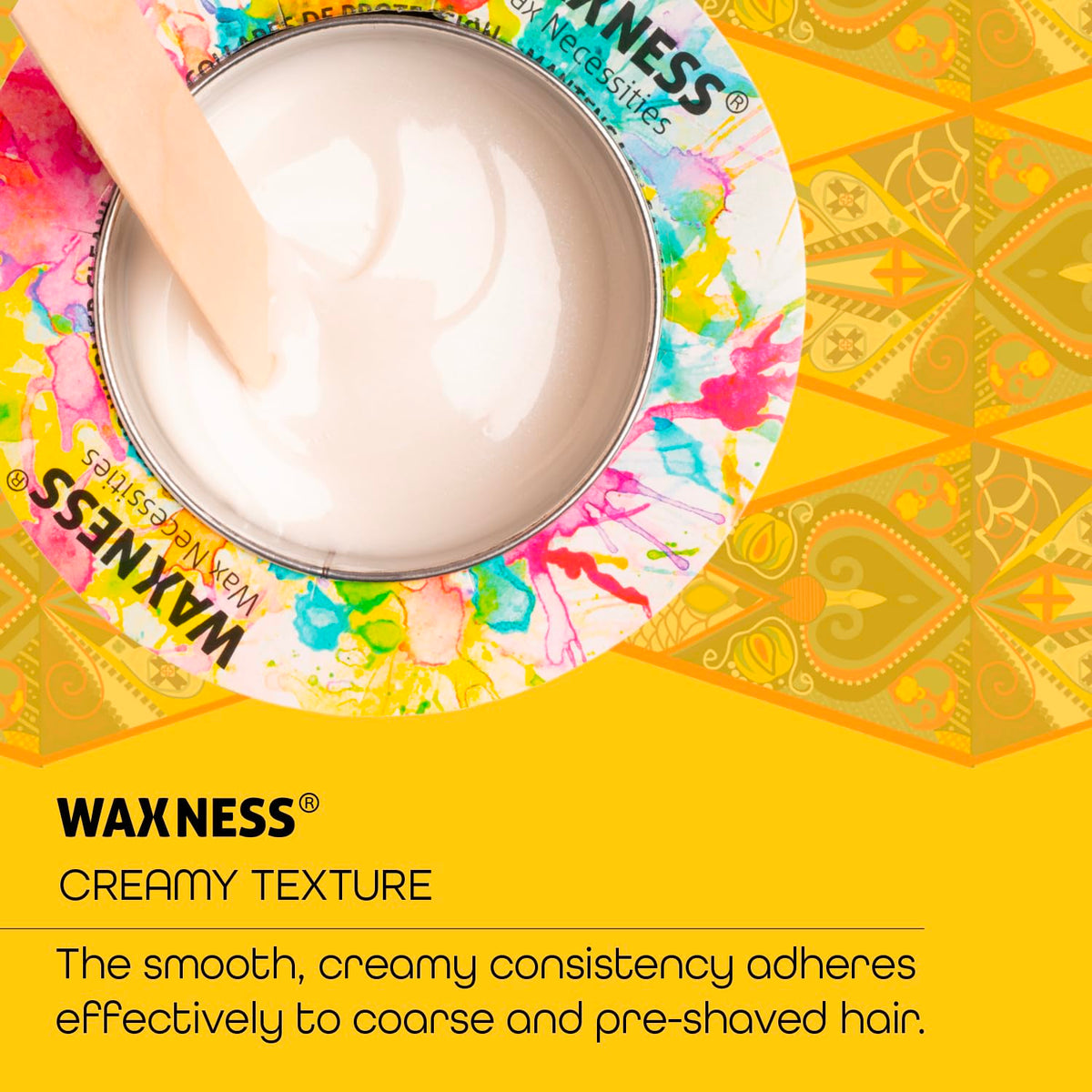 Waxness in use on bikini area demonstrating controlled stripless removal