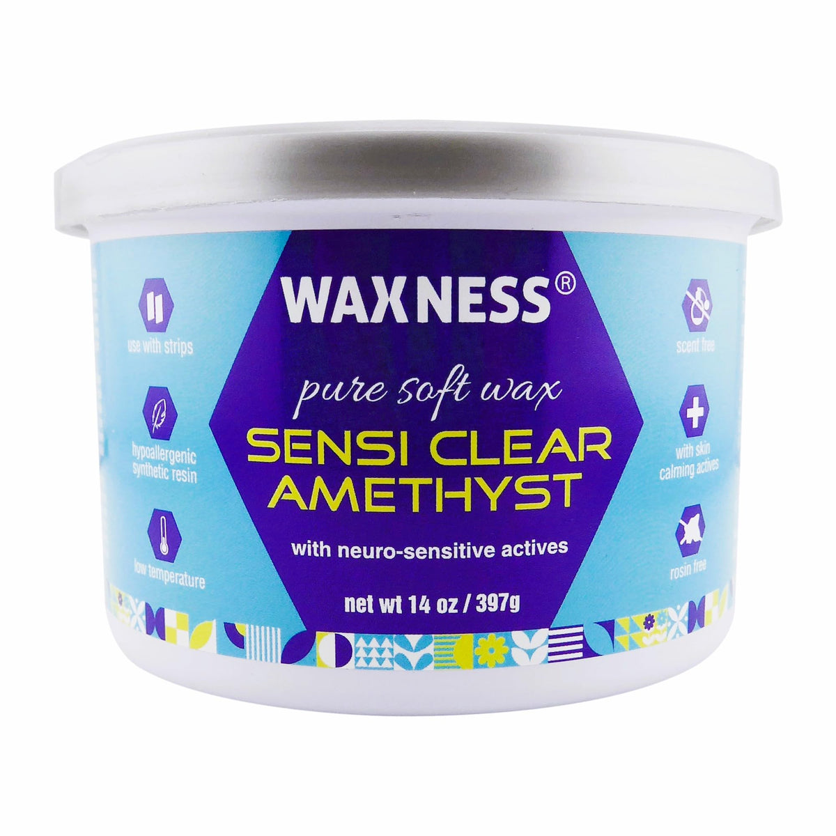 Waxness front tin view showing clear amethyst label and professional finish
