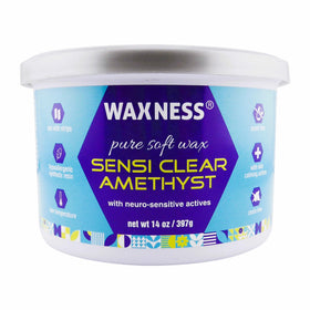 Waxness front tin view showing clear amethyst label and professional finish
