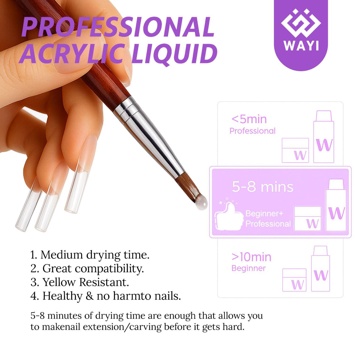 WAYI hand mid-application sculpting an acrylic bead for controlled shaping