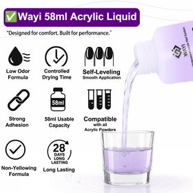 WAYI clear acrylic liquid monomer bottle detailed for smooth mixing
