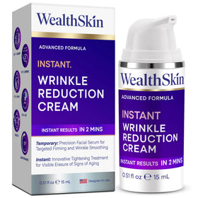 Wealthskin front packaging showing product and clean design with instant benefit