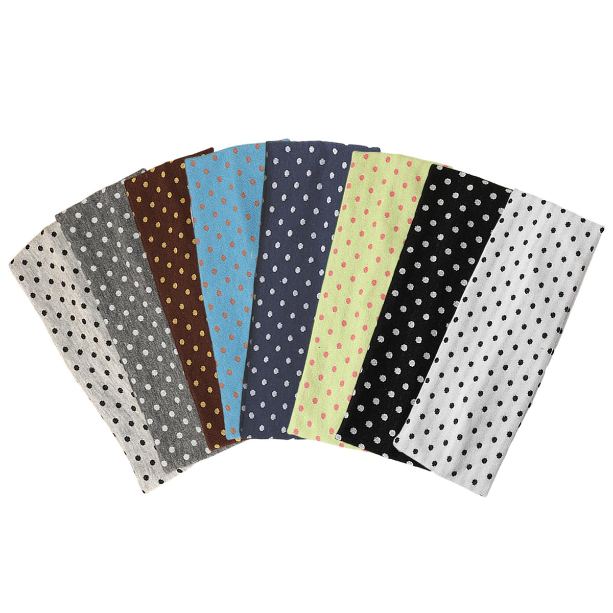 Weazppre front view of polka dot headbands showing packaging and neat styling benefit