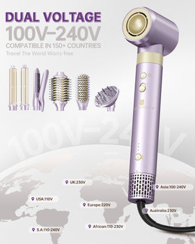 webeauty attachment set laid out neatly, versatile styling options for travel