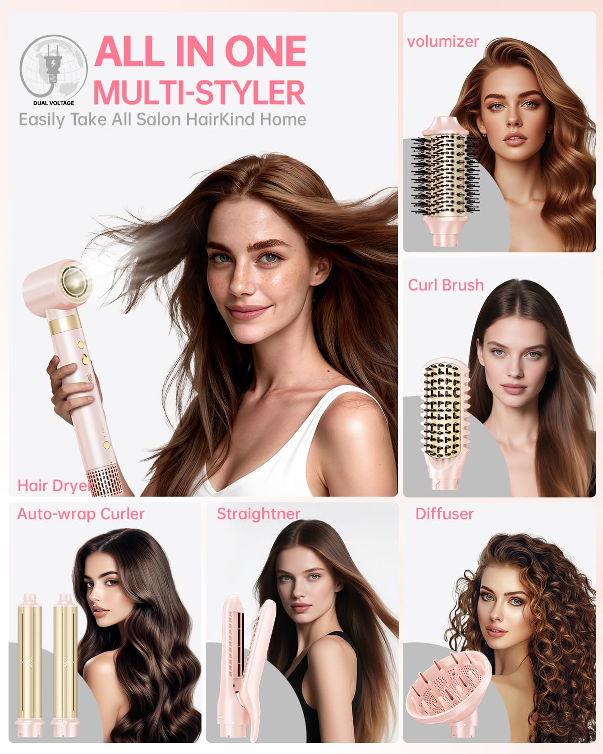 webeauty attachments laid out demonstrating versatility for multiple styles