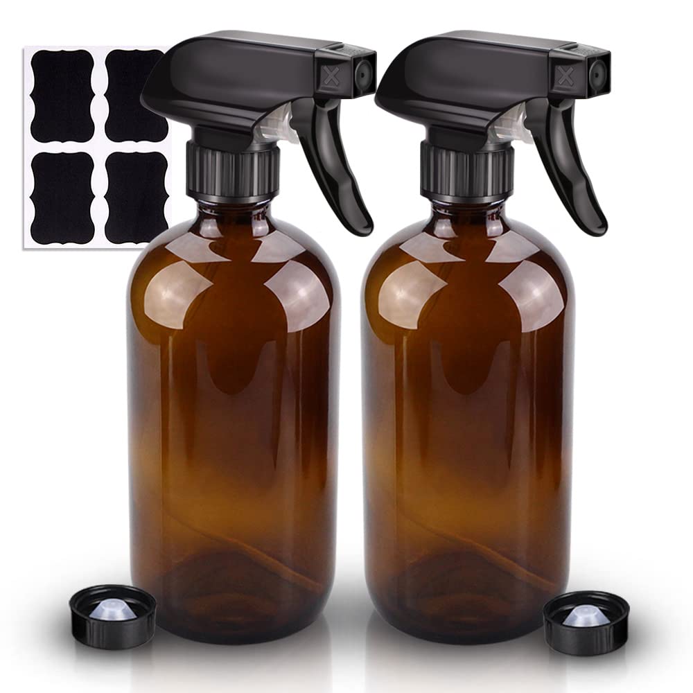 Wedama amber glass front packaging showing two refillable bottles and labels for organization