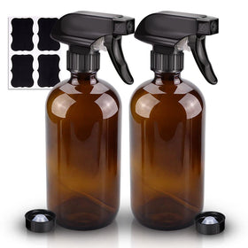 Wedama amber glass front packaging showing two refillable bottles and labels for organization