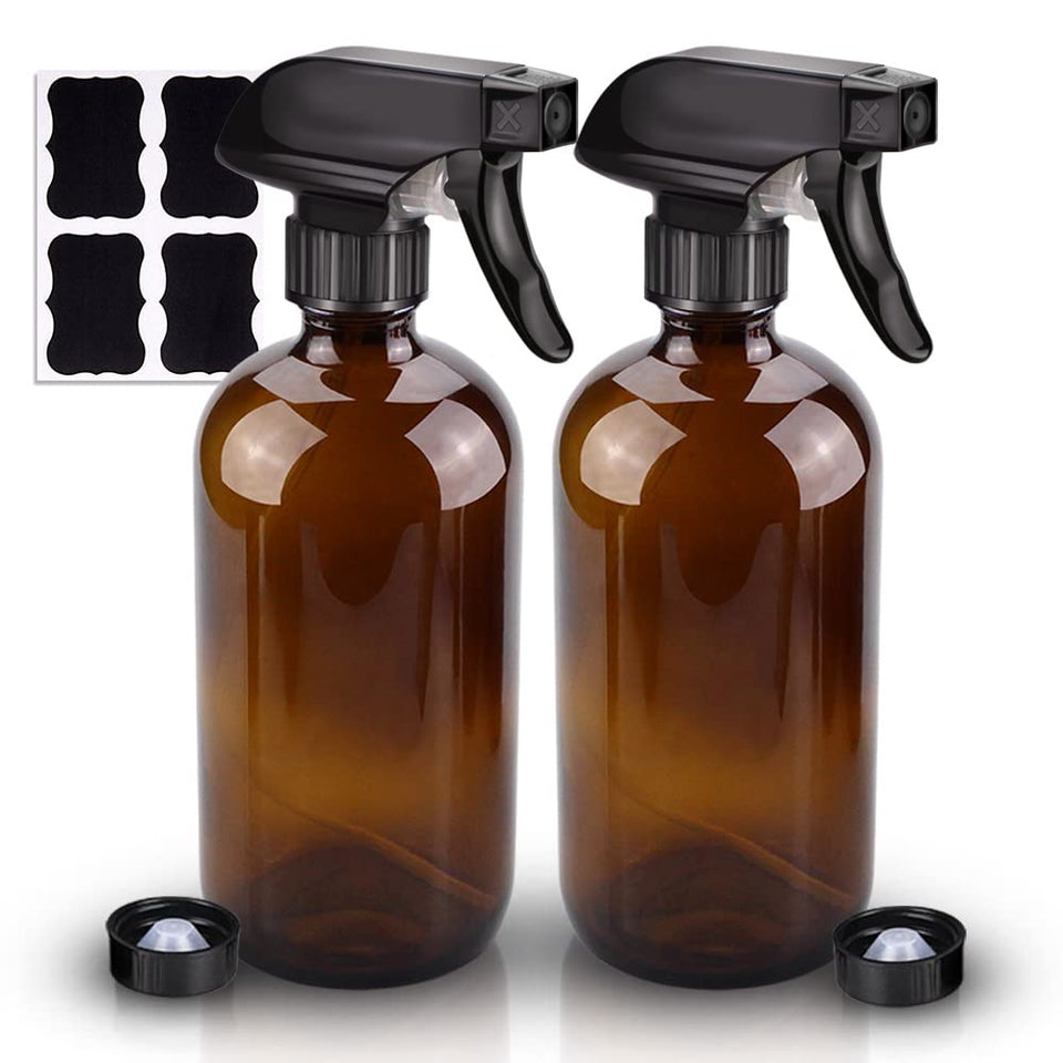 Wedama amber glass front packaging showing two refillable bottles and labels for organization