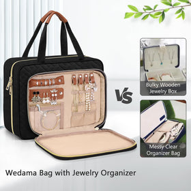 Wedama jewelry compartment close-up keeping necklaces and rings tangle-free