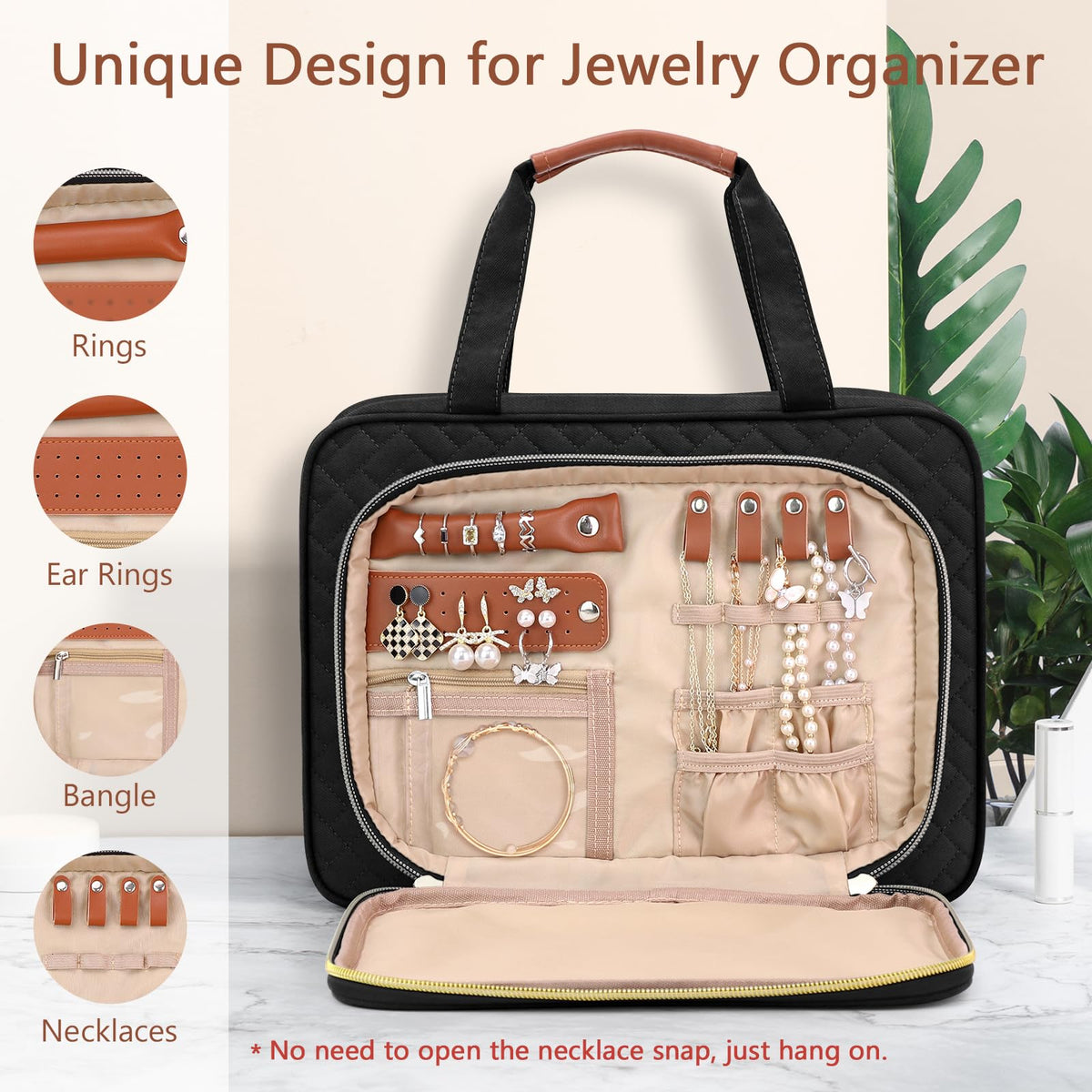 Wedama open interior showing compartments and upright bottle organization benefit