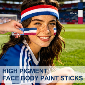 WEEMAY three-color tip closed showing compact travel-friendly patriotic makeup